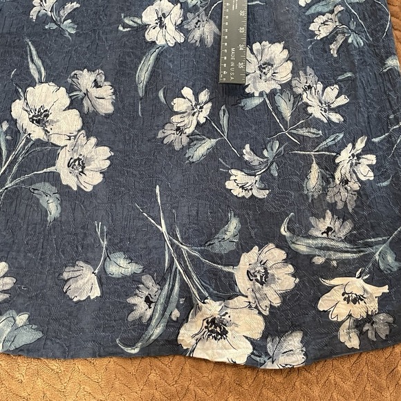 Dress Barn Womens 18W Tropical Print Sleeveless Midi Dress‎ Blue Vacation Beach - Picture 8 of 11